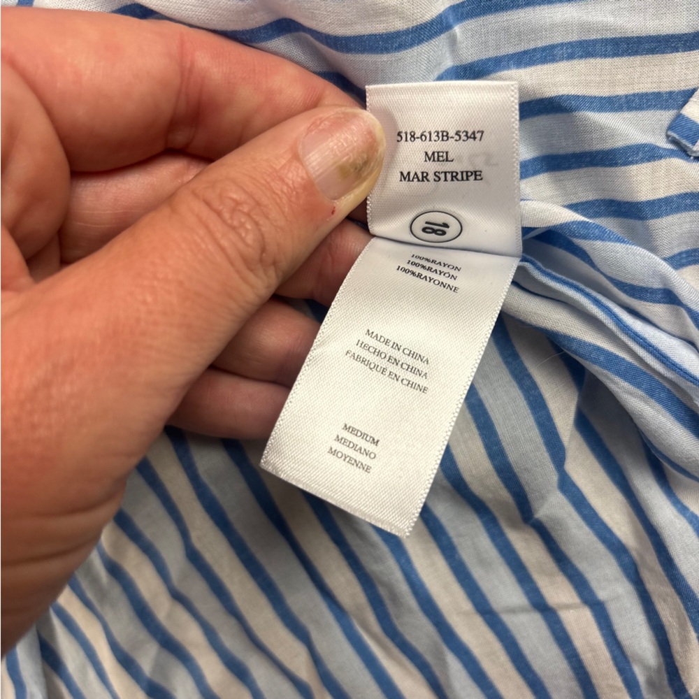 RAILS Womens Blue/White Stripe Button Up Cap Sleeve Blouse Mel Mar Stripe Medium - Picture 7 of 7